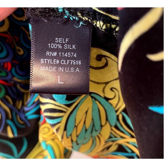 Rare Y2K 100% Silk Peacock Print Dress | Belted, Vintage Catwalk to Sidewalk, L - Picture 5 of 5